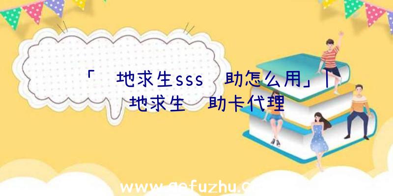 「绝地求生sss辅助怎么用」|绝地求生辅助卡代理